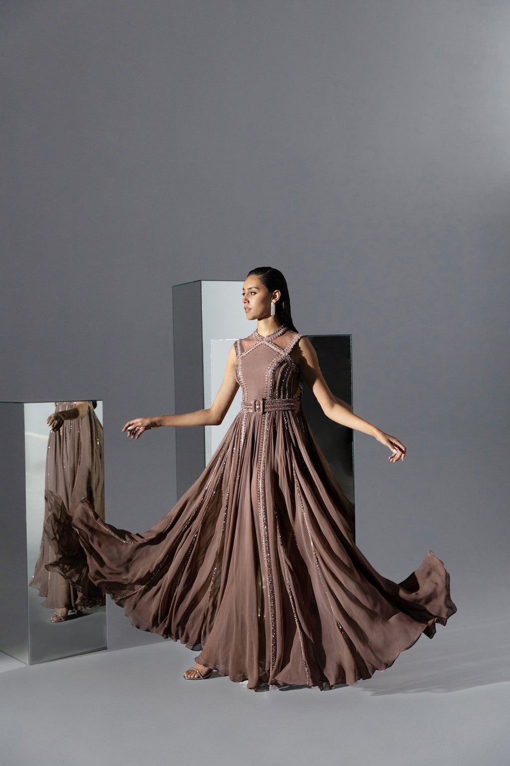 Burnt Rose Gown - Radhika Soni