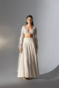 Ivory Asymmetric Lehenga Set - Radhika Soni