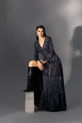 Imperial Blue Long Fringe Jacket - Radhika Soni