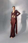 Merlot Knotted Pre-Draped Saree - Radhika Soni
