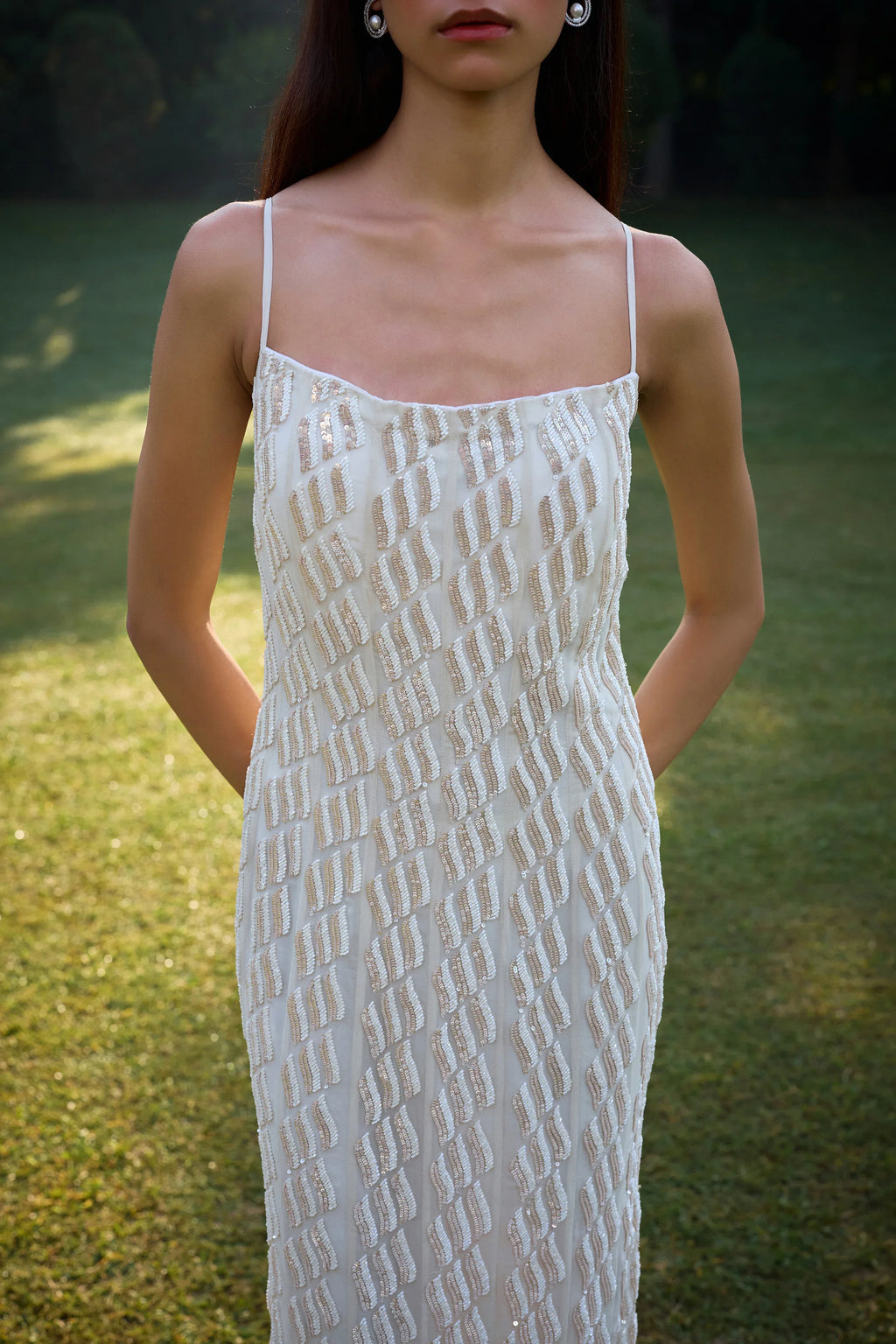Pearl White Fish Cut Gown - Radhika Soni
